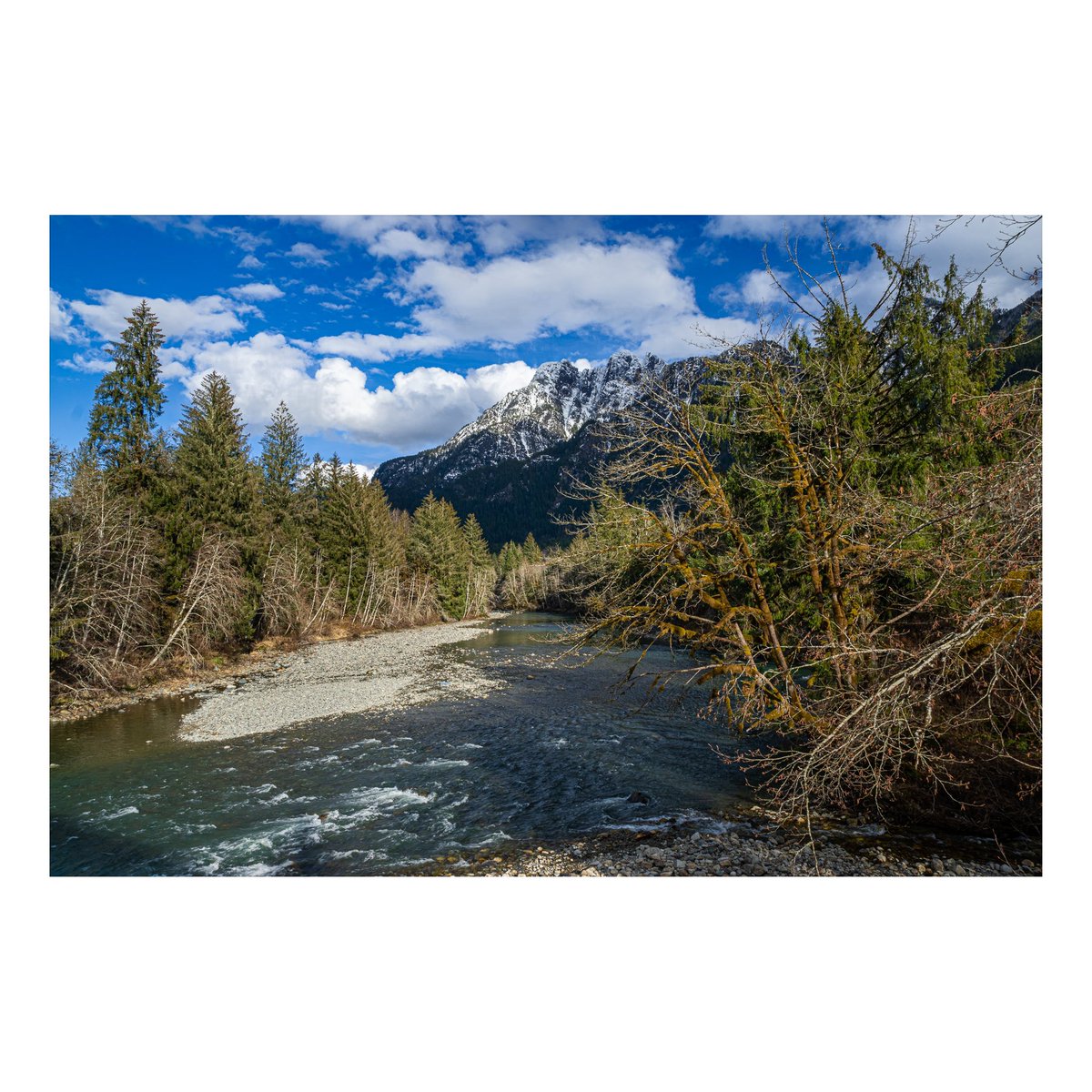 Preacher Mountain and the Middle Fork Snoqualmie from River Beach. #pacificnorthwest #washingtonstate #explorepnw #wabeauty #explorewashington #explorewashingtonstate