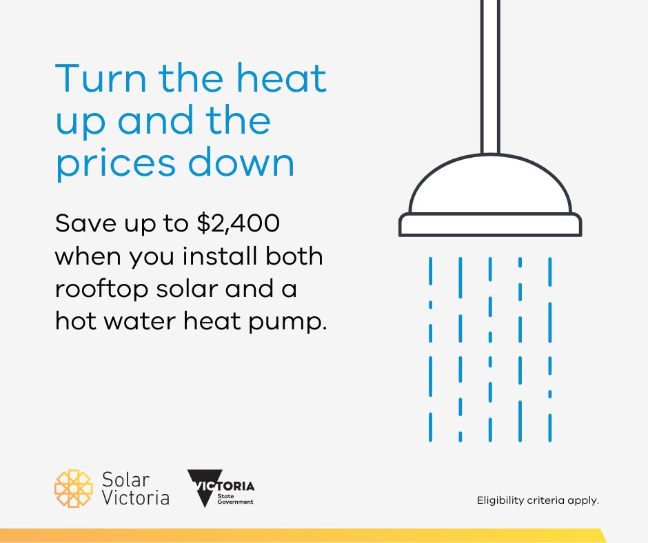 Solar Victoria on X: Bring down your bills by making your home more  energy-efficient! Under the #SolarHomes Program, you can save up to $2,400  when installing both rooftop solar and a hot