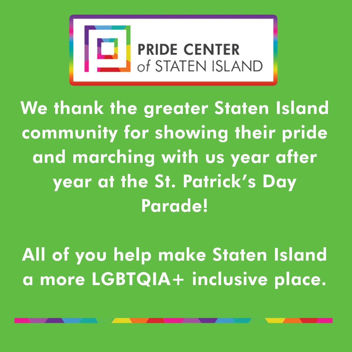 As we celebrate St. Patrick's Day, we also want to take a moment to express our gratitude to the community for supporting us during the parade. It is heartwarming to see so many people come together to show their support for the LGBTQ+ community. Happy St. Patrick's Day!