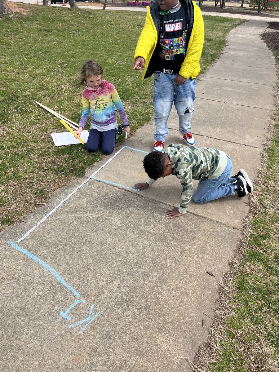 MrsPearsonNC's tweet photo. Outdoor Olympics to practice our measuring skills and comparison number problems. Who jumped further and by how much more? 📏✏️ #OutdoorLearning #MathOutside @ParticipateLrng @MECME_School https://t.co/HULMojqGn4