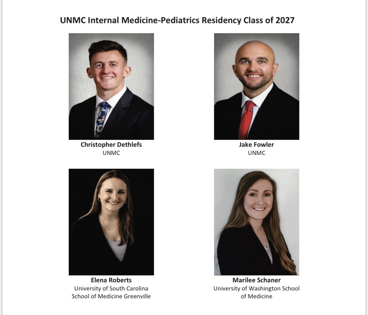 Please join us in welcoming our future residents! Congratulations to you all! 🎊🎉 We couldn’t be luckier to have you! 🎉🎊

We are so excited to work & learn with you in the coming years as we provide extraordinary care to our patients

@UNMC_IM @UNMC_HospMed #IamUNMC #Match2023