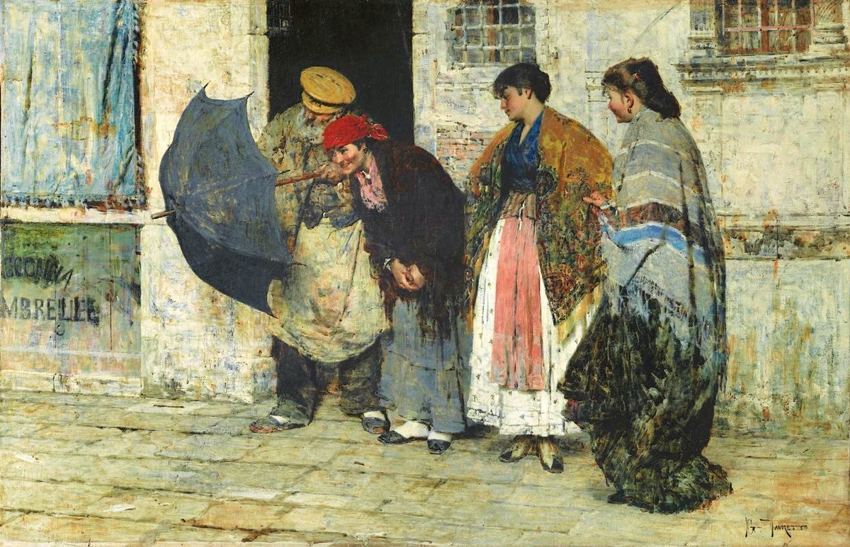 lisamyway's tweet image. 🌙

Un ombrello aperto è un bel cielo chiuso!
 🖋️Cespugli di pensiero 1870  X. Fornere 

Il difetto è nel manico 1881
Collezione privata
🖌Giacomo #Favretto  1849 1887