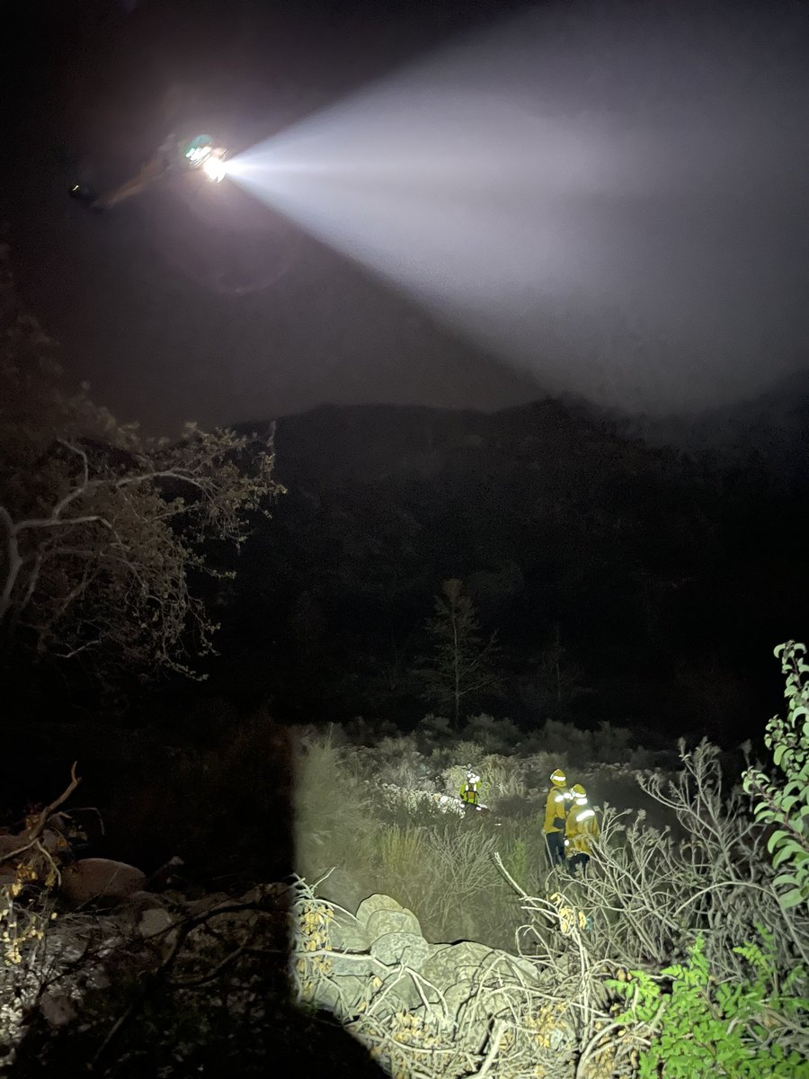 LasdDan's tweet photo. Monday night Altadena Mountain Rescue Team &amp; LA Co. Fire responded to Eaton Canyon for a hiker who was pinned under a rock in the stream, when we found the hiker he was weak to even talk.  He was flown to the hospital with badly broken leg.  #lasd #sar #hiking https://t.co/atdiwRbK4K