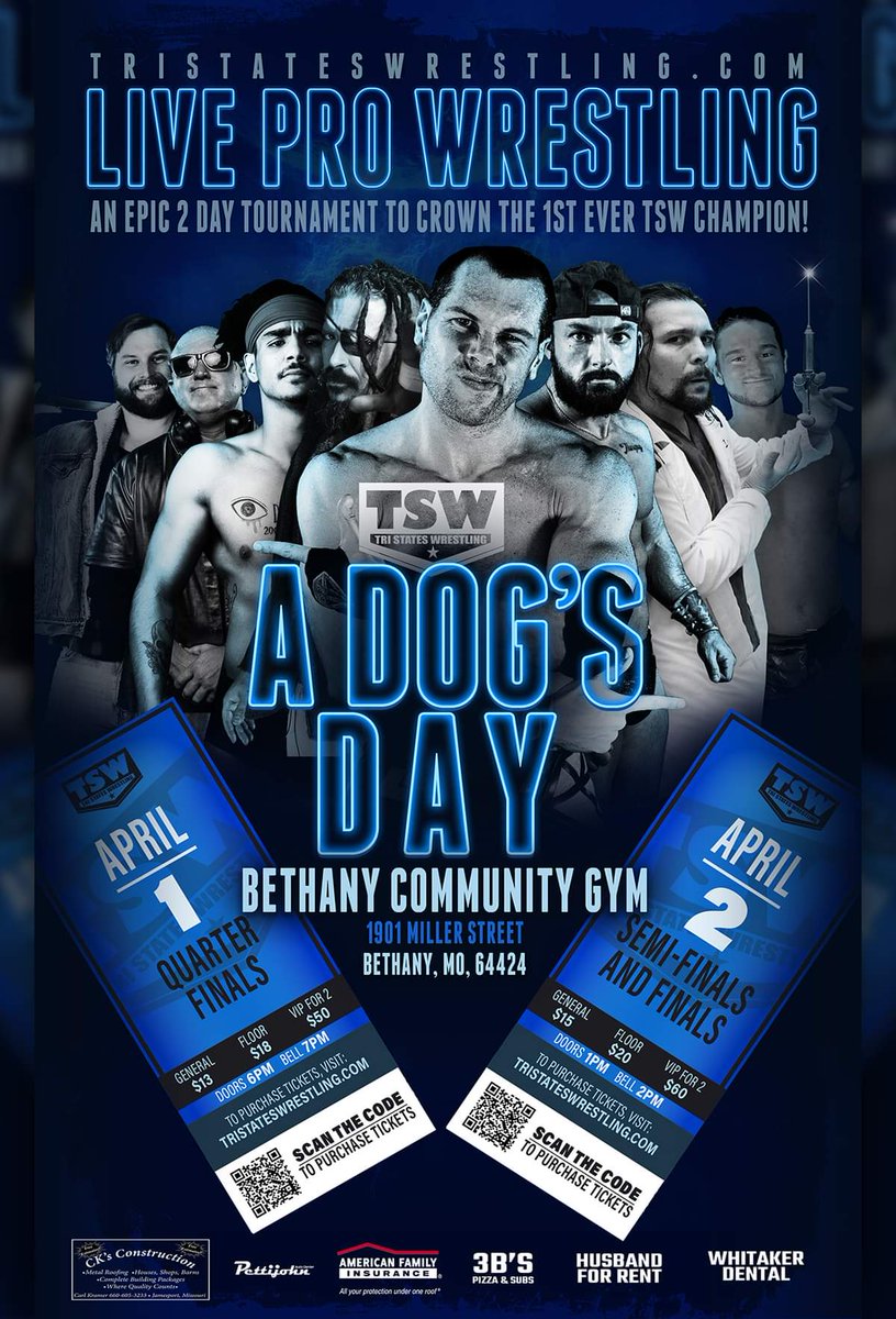 WrestlingTri's tweet image. Come see TSWs A Tournament for the Dogs April 1st and 2nd if you like #upsets #MarchMadness and #BracketBuskers

Who is our #Purdue and who is our #FDU

Tickettailor.com/events/tristat…