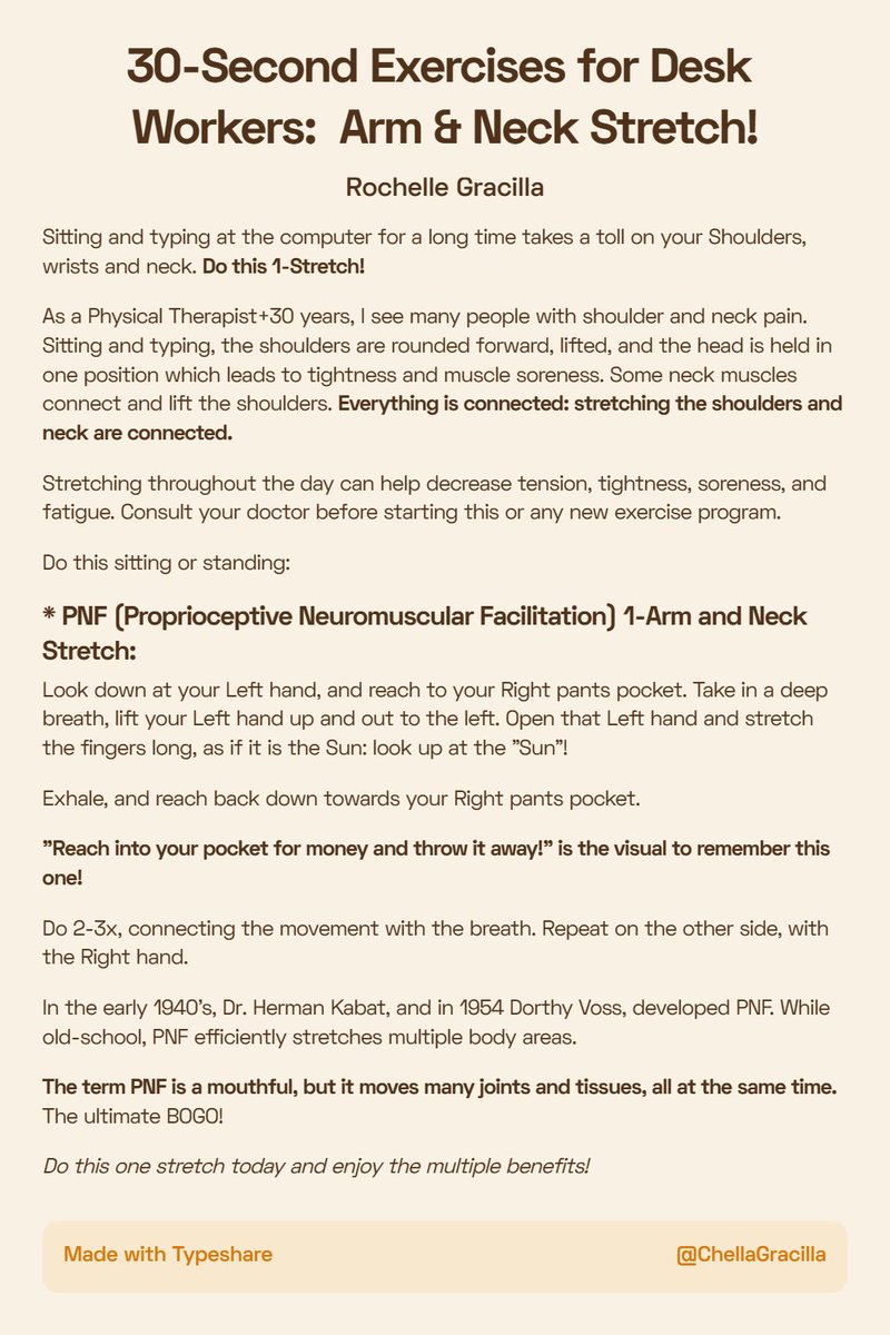 ChellaGracilla's tweet photo. Here's the written version of Kit &amp; Marley's Arm and Neck Stretch!  Take 30-Seconds  from typing and stretch :-))
#Ship30for30   #Exercises  #DeskWorkers https://t.co/pB6xLRaNzo
