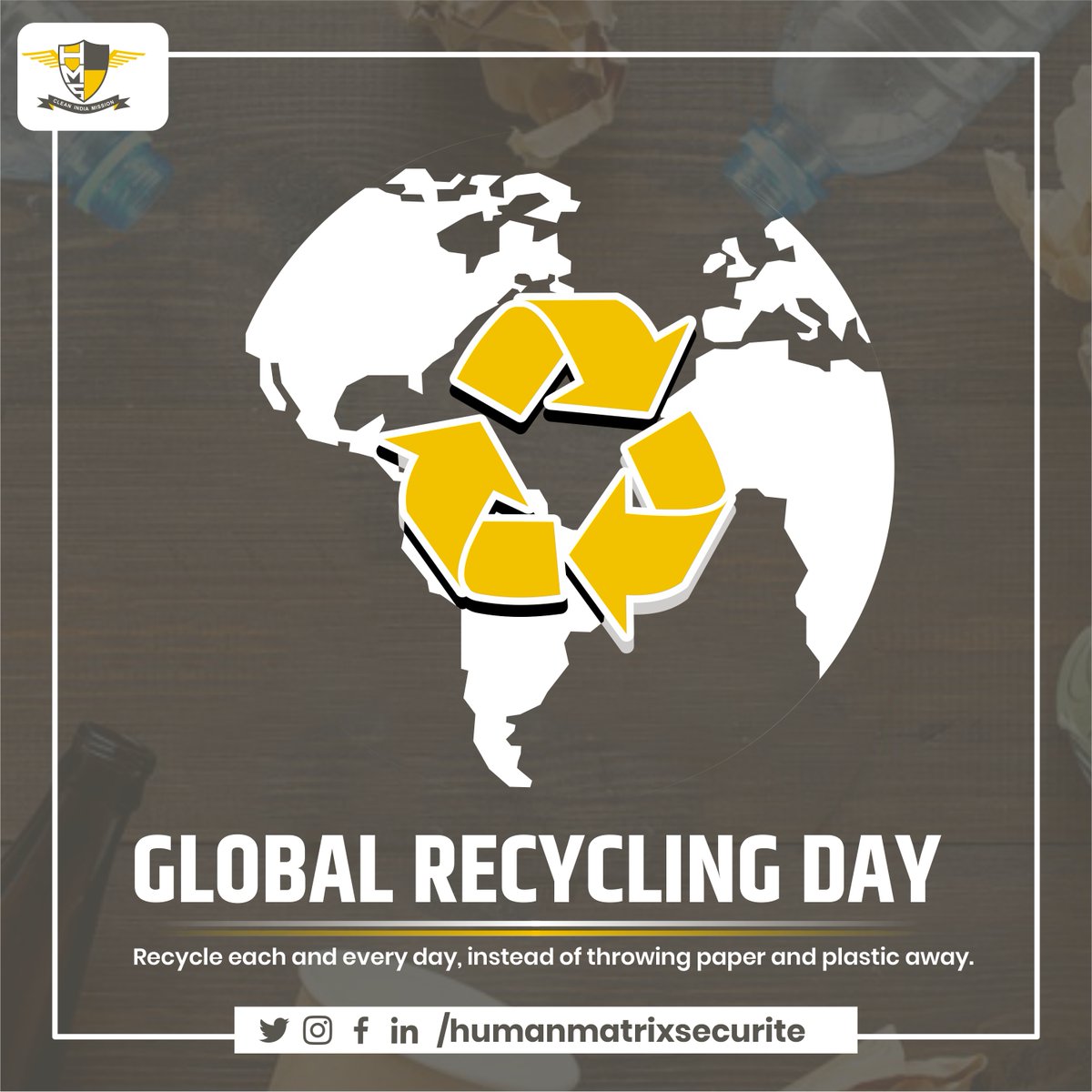 HMSIndia_'s tweet photo. With our one promise to embrace recycling, we can bring about so much change in our planet and gift our coming generations a healthier planet. Happy Global Recycling Day. #globalrecyclingday #recycling #change #ecofriendly #environment #recyclingideas #Humanmatrix #hms https://t.co/KY6urVA3SV