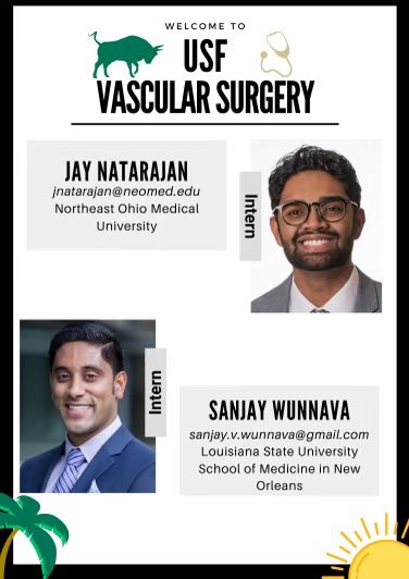 DrParikhVasc's tweet photo. Excited to welcome @jaypnatarajan and Sanjay Wunnava to the USF family!! @FutureVascSurgn #Match2023 @usfvascularsur1 @USFsurgery https://t.co/4qqn47IMvl