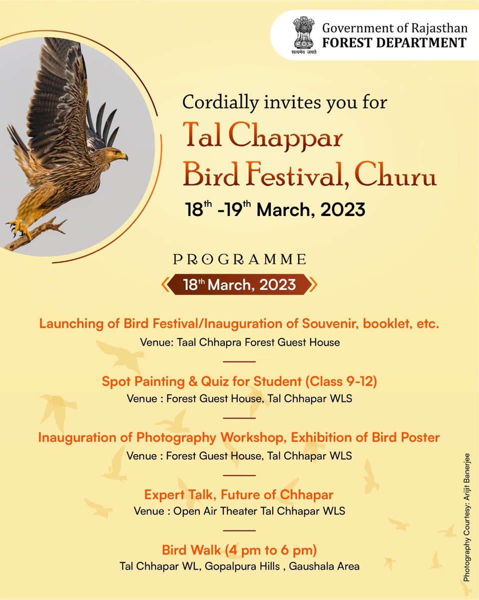 ForestRajasthan's tweet photo. Tal Chappar Bird Festival, Churu
#Birdfestival #talchappar #churu #wildlifephotography #birdphotography #wildlife #birdsofindia #birdsofindiansubcontinent #conservation #wildanimals
@incredibleindia @WCSIndia @TheWCS @WCCBHQ @Team_eBird @Savi_IFS https://t.co/zCoPk5GcQh
