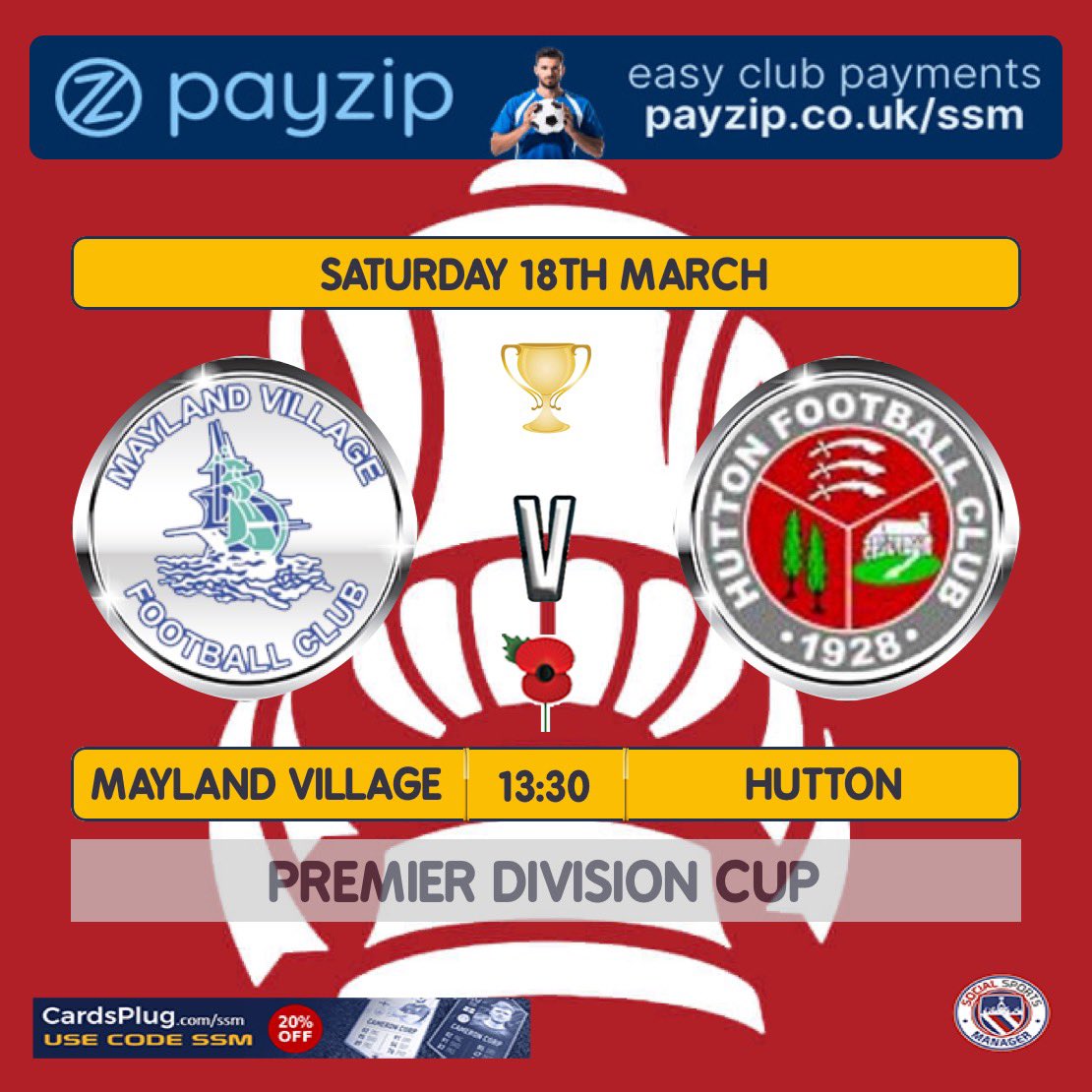fc_mayland's tweet photo. 🔵⚪️MAYLAND VILLAGE🔵⚪️
🆚 @huttonfc
🏟 Home
🏆 Premier Division Cup
⏱ 13:30
📅 18/03/2023
We put our 3 week unbeaten run (1 draw 2 weeks off) on the line against Hutton in the Premier Division Cup! Let’s keep our run going and bring it home! 🤞🏻🏆
Come on Mayland! #MVFC https://t.co/weKCBDYKSu
