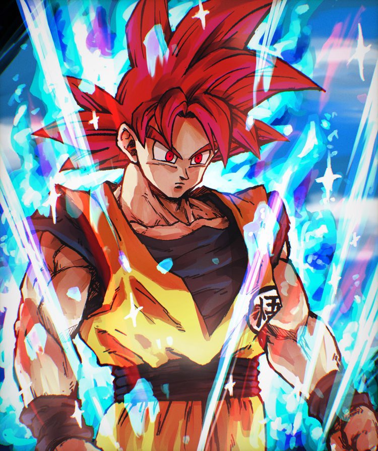 1boy male focus solo red hair red eyes spiked hair aura  illustration images