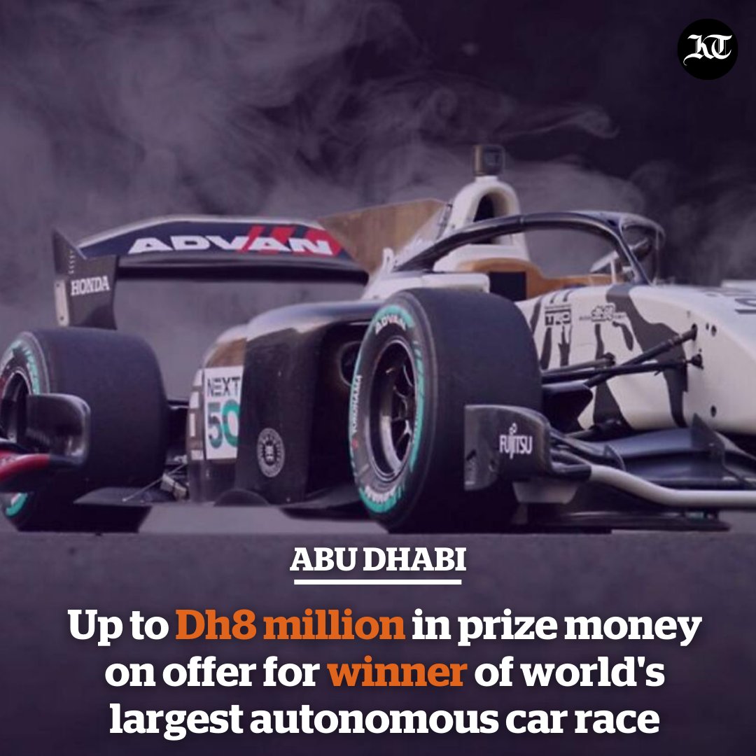 khaleejtimes's tweet photo. #AbuDhabi: Up to Dh8 million in prize money on offer for winner of world's largest autonomous car race
https://t.co/nsP1ND71YZ
#YasMarina #UAE #CarRace #FormulaCars https://t.co/LxxGGktjdK