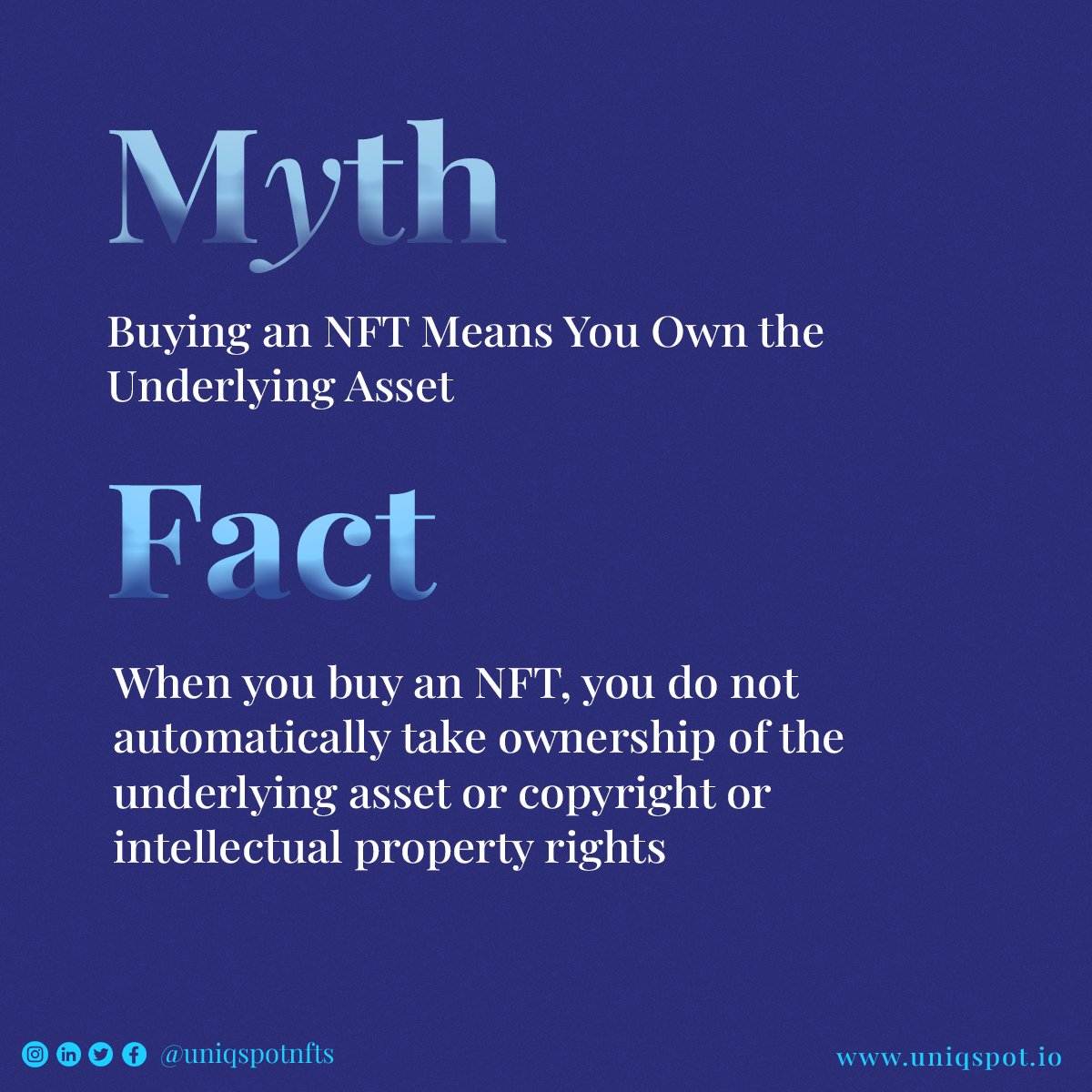 Uniqspotnfts's tweet photo. Myths V/s Facts π―π―
Know More with @uniqspot
Mail us hello@uniqspot.io
#letsgetspot #uniqspot #Bitcion #SAFEMOONARMY #NFTFam #NFTs #NFTCommunitys #FunApesNFT https://t.co/iT82OmWdJt