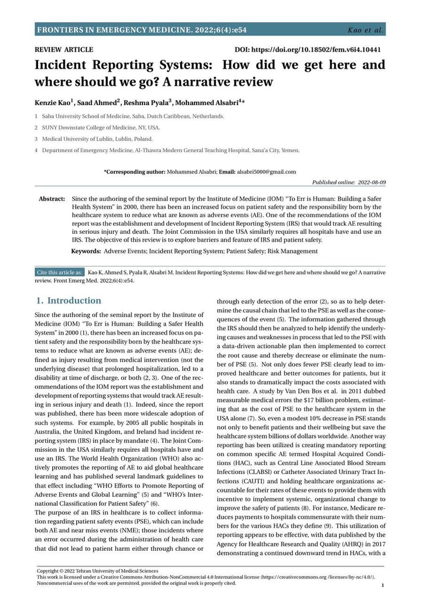 fem.tums.ac.ir/index.php/fem/…

#FrontEmergMed #emergency_medicine #emergency_department #emergency_physicians #EmergMed #MedEd #EmergencyMedicine #EvidenceBasedMedicine #MedicalEducation #MedicalResearch #MedicalScience #EmergencyMedicineJournals #MedicalJournal