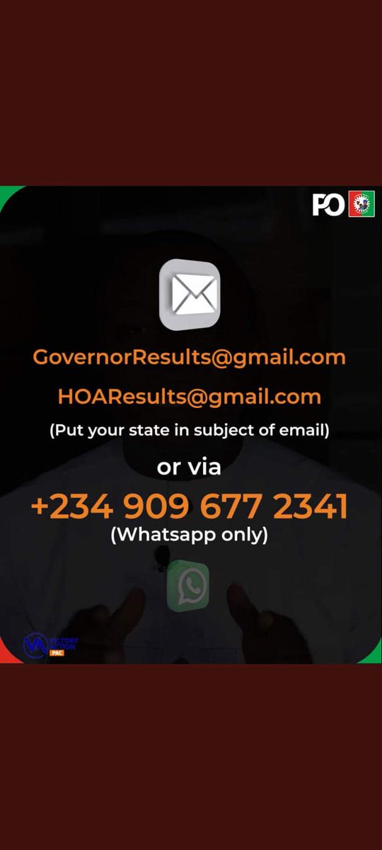 orjiamachinedu's tweet photo. Dear Obidients, send evidence of your polling unit results to the email addresses and Whatsapp # in this photo. We must defend our victory on Saturday, March 18, 2023. #VoteLabourParty #VoteLPTopToBottom #TakeBackNigeria https://t.co/ogpLmte8wJ