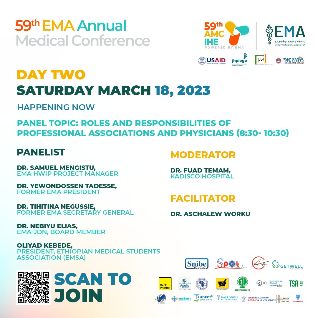 Join Live!
Panel Discussion- Roles and Responsibilities of Professional Associations and Physicians
Time🕜 8:30- 10:30

Join the event live – us06web.zoom.us/j/86419085503?…
Learn, Network and Grow!
Powered by EMA!

#EMA #AMC #IHE #HealthExhibition #MedicalConference