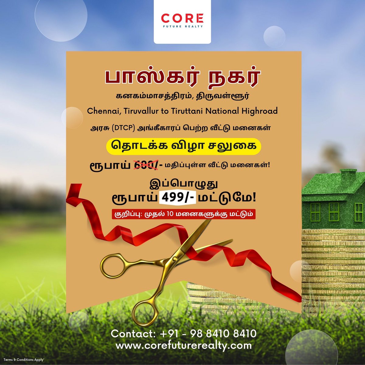 corefuturealty's tweet photo. Launching “BASKAR NAGAR” a DTCP approved plots at Tiruvallur to Tiruttani on National Highway - 205.

Price starts Rs.4 lacs onwards.

Call: 98 8410 8410

https://t.co/G5eKgRObGE

#plot #land #forsale #thiruvallur #baskarnagar #realestate #landdeveloper #chennai #corefuturerealty https://t.co/Z8K06oiB8a
