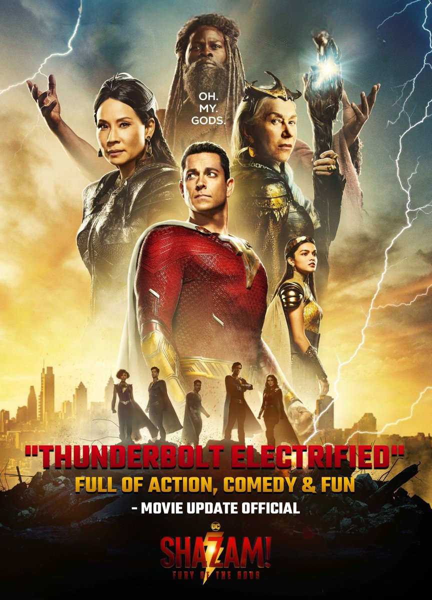 FilmUpdateOffi's tweet photo. Shazam! Fury of the gods, "Thunderbolt Electrified" Full of action, comedy, fun &amp; The climax cameo. The VFX &amp; CGI was amazing &amp; given 4.5 stars out of 5, #MovieUpdateOfficial #ShazamFuryOfTheGods
@ShazamMovie @wbpictures @WarnerBrosIndia @ZacharyLevi @FilmUpdateOffi https://t.co/ZbDfQZVIkG