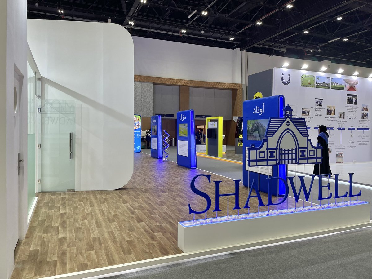 Shadwell_EU's tweet photo. Shadwell are proudly continuing to exhibit our operations, with a focus on our stallions, at the Dubai International Horse Fair today and tomorrow 🇦🇪

Please come and speak to a member of the team and they would be delighted to talk all things Shadwell 🙌🔵⚪️

#DIHF #Dubai https://t.co/HtMV5T9DTA
