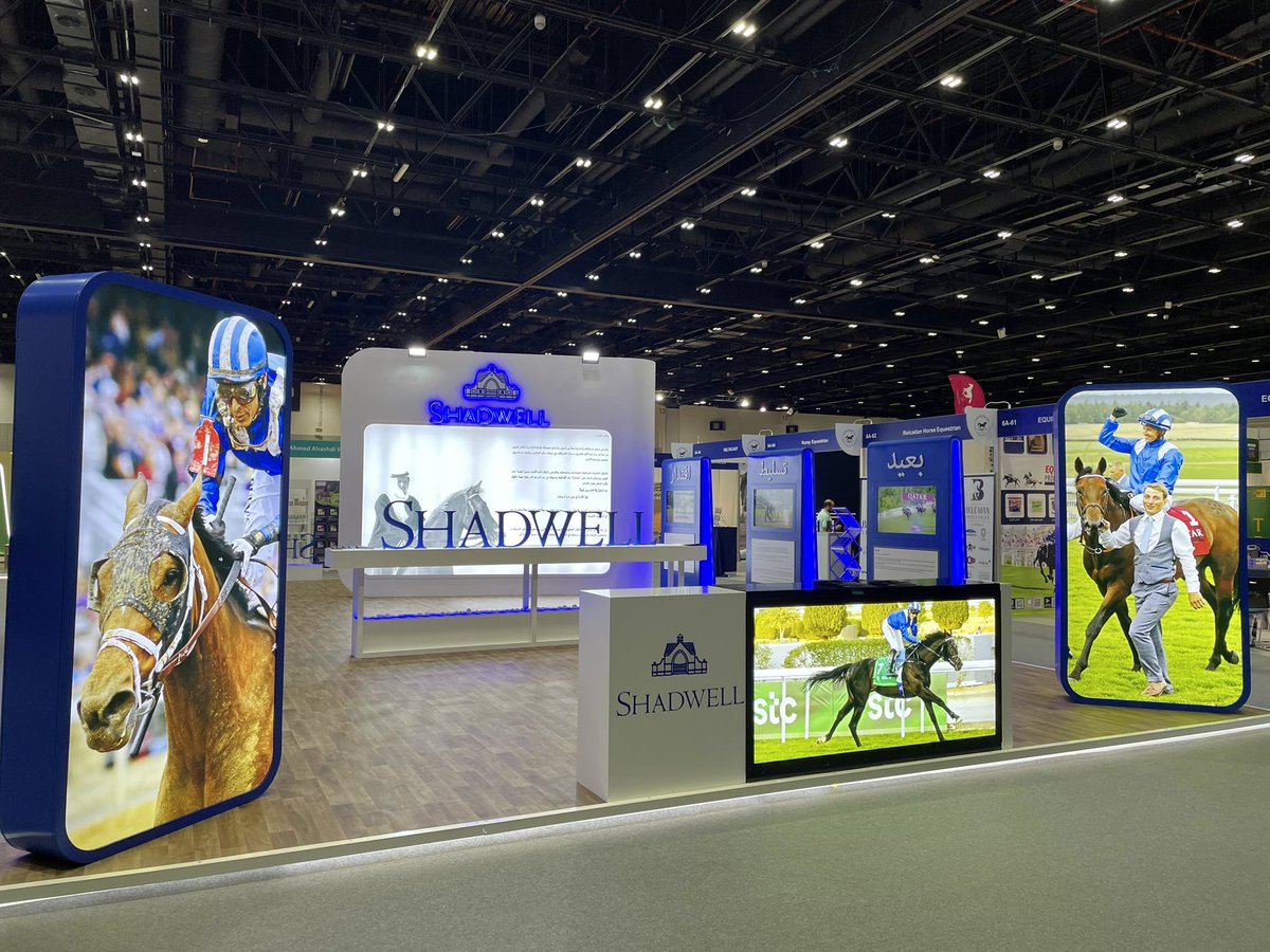 Shadwell_EU's tweet photo. Shadwell are proudly continuing to exhibit our operations, with a focus on our stallions, at the Dubai International Horse Fair today and tomorrow 🇦🇪

Please come and speak to a member of the team and they would be delighted to talk all things Shadwell 🙌🔵⚪️

#DIHF #Dubai https://t.co/HtMV5T9DTA