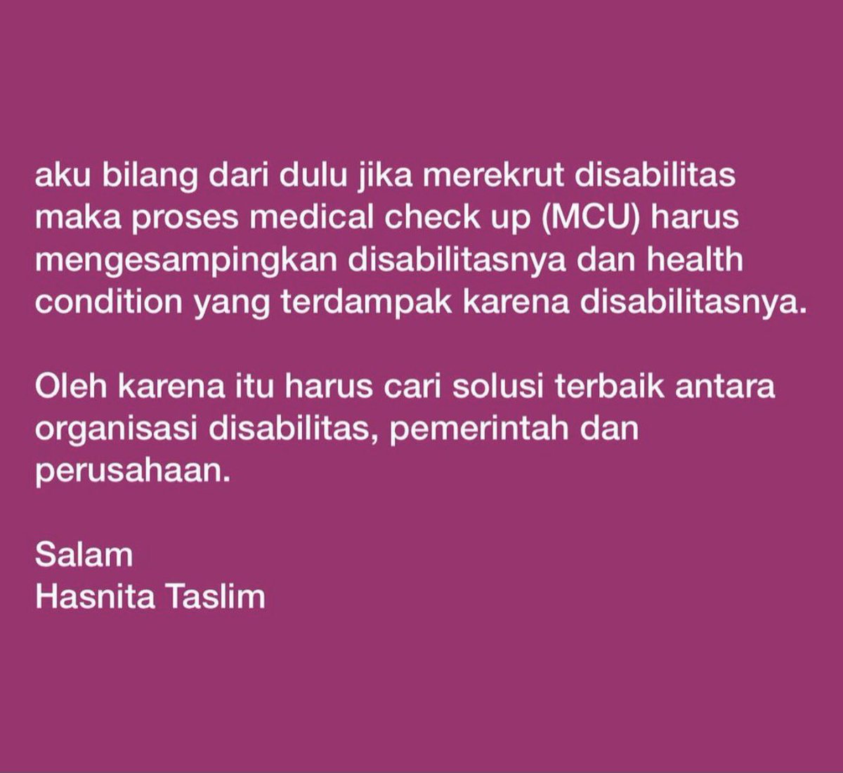 HasnitaTaslim's tweet photo. Salah Fit &amp; Unfit calon karyawan disabilitas. https://t.co/wXiuxjz0X3