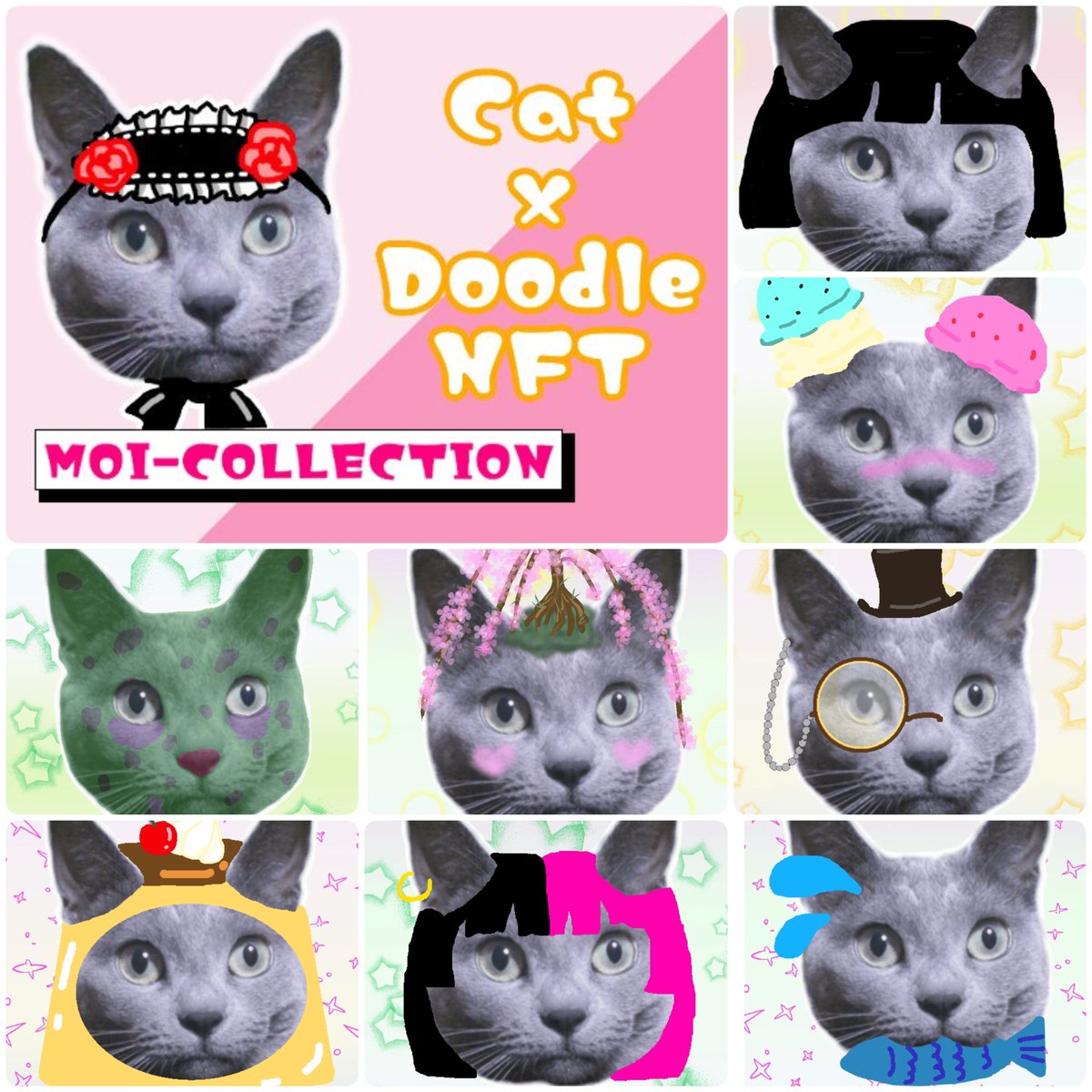 moi_colle's tweet photo. @opensea にてMOI-COLLECTION発売😺
猫と落書きがコンセプトで
クスッと笑って心が元気になれる
コレクションNFTです。
初心者でも購入しやすい0.003ETH〜/

制作者🎨🖌️@moicosan
#NFT
#moicolle
#モイコレ
#openseaart

  🖼️ https://t.co/EY0XK5XYwJ https://t.co/d1SFifVK3m