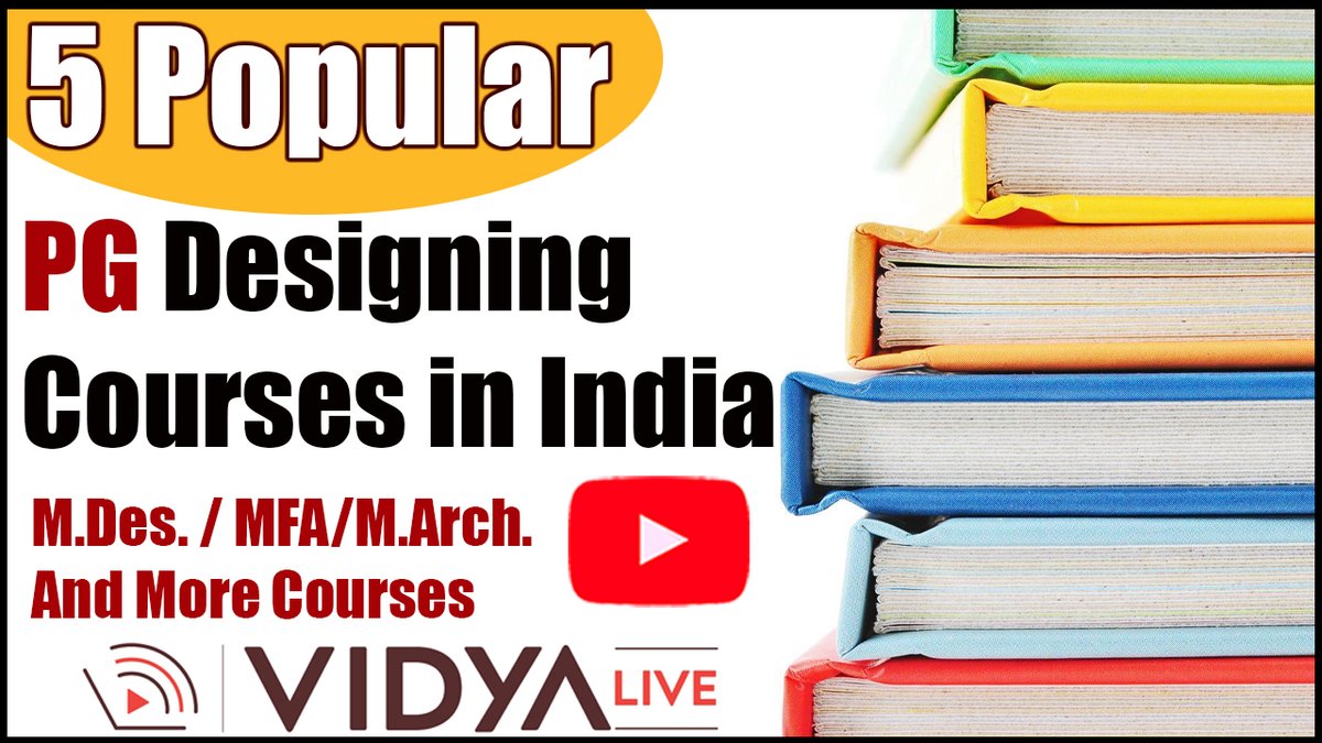 VidyaLive's tweet photo. 05 Popular Postgraduate #Designing_Courses in India. Details of M.Des./ MFA/M.Arch./ And More Courses..
#vidyalive #education #video #career #newvideo
ππ
https://t.co/PaDVma5J6n https://t.co/29lDBUFaam