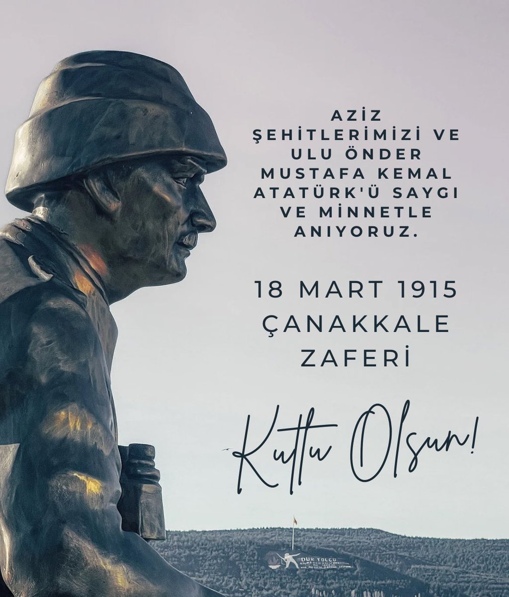 18 Mart Şehitleri Anma Günü dolayısıyla başta Gazi Mustafa Kemal Atatürk ve Çanakkale'de yaşamını yitirmiş kahramanlarımız olmak üzere tüm şehitlerimizi rahmet ve saygıyla anıyoruz.
#18MartÇanakkaleZaferi 
#18martcanakkalezaferi 
#18Mart 
#MustafaKemalAtaturk