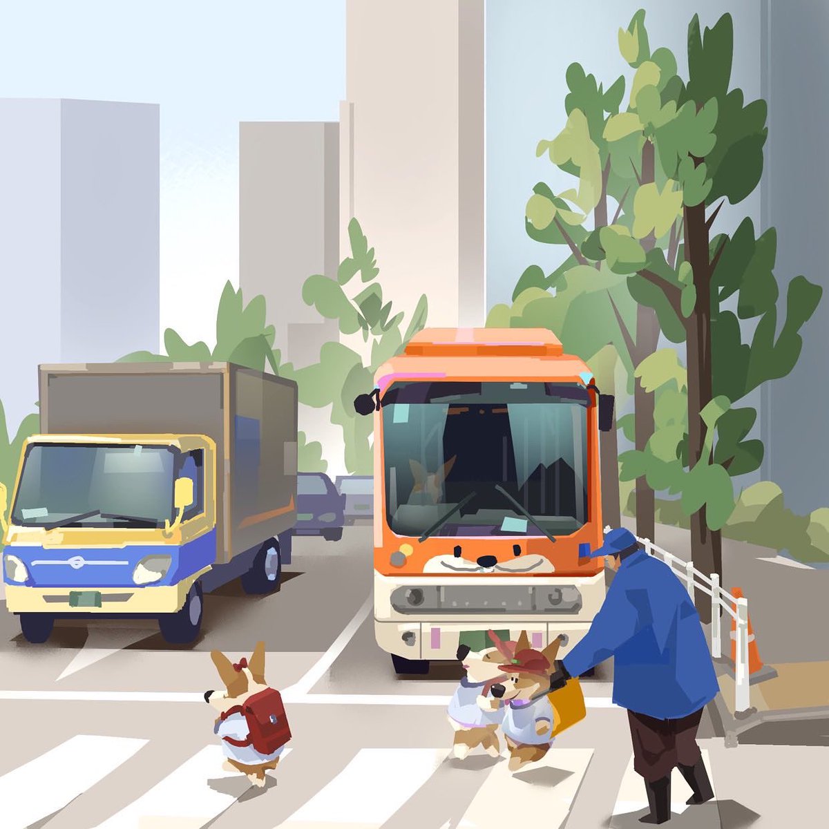 WangchiehA's tweet photo. Corgis crossing the road #digitalart #illustration #corgi https://t.co/d4Ja2Ybf14