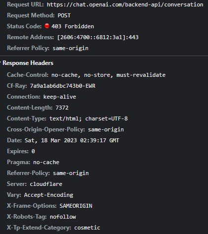 Dev__Manus's tweet photo. Hi @Cloudflare @CloudflareHelp 

Is there any chance your WAF is dropping my requests to connect to https://t.co/pvAE2tlGhz ? 

This started after i installed a new VPN (Nord) on a freshly wiped machine. 

All I asked GPT was a dad joke. https://t.co/yIoNWfp3qU