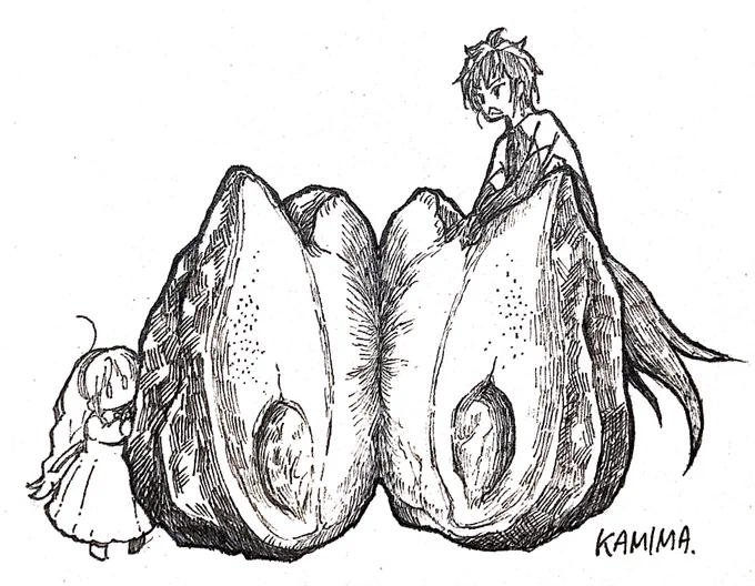 アナログでヘタに綺麗な線をひこうとするよりも前に描いてたこういう細かいガサガサしたタッチとか普通の鉛筆で主線を描いて、色塗りは水彩色鉛筆で馴染ませる…のほうが自分の理想に近くなるのかもまあ焦らずにいろいろやってみよう。 #アザミの森 