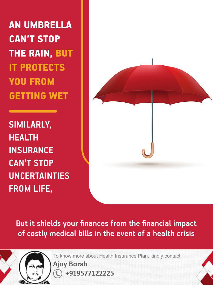 ajoylici's tweet photo. Stay protected, both in the rain and in life! Just like an umbrella keeps you dry, #healthinsurance keeps your finances secure from the unexpected expenses of medical bills. Don't let uncertainty ruin your financial stability. #HealthInsuranceMatters #ProtectionForYourWallet https://t.co/pbsD73qKdd