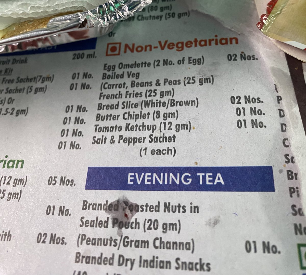 sunilkshar's tweet photo. Salt and Pepper Sachet and French Fries were missing in the breakfast served on Delhi-Jaipur Shatabdi Express. @AshwiniVaishnaw @RailMinIndia @thesudhirgarg https://t.co/JqGRyFeB9P