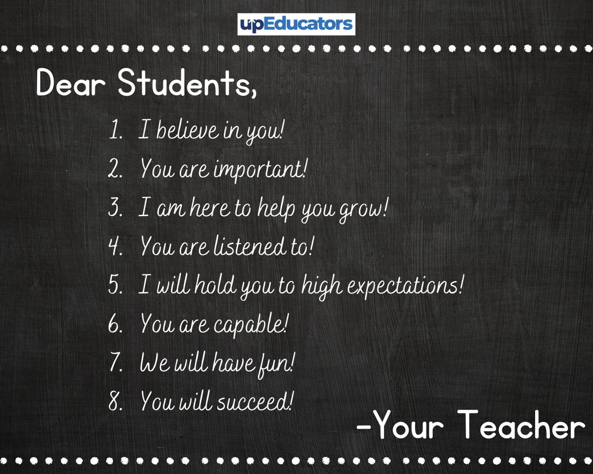 upEducators's tweet photo. Important words every teacher must say to their students!✨❤
#teachers #teaching #education #teacherlife #twitterteacher #upEducators #education #roleofteacher #forteacher https://t.co/BoH5p7Bk7y