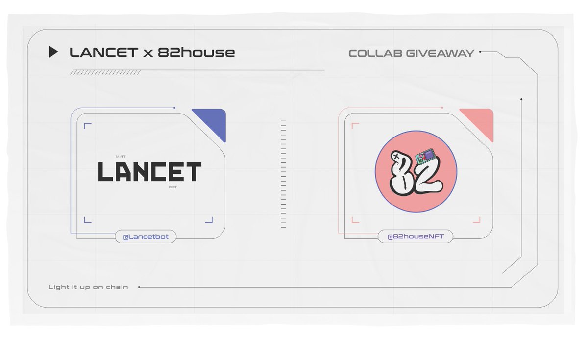 🏘82house x Lancet🔥

🎁2 x Lancet WL

1️⃣Follow
<a href="/82houseNFT/">82house</a>
<a href="/82houseGiveaway/">82houseGiveaway</a>
<a href="/Lancetbot/">Lancet</a>
2️⃣Like + RT, and Tag 3 friends
3️⃣Join Discord: discord.gg/82houseNFT

🔻More Spots in
alphabot.app/82house-x-lanc…