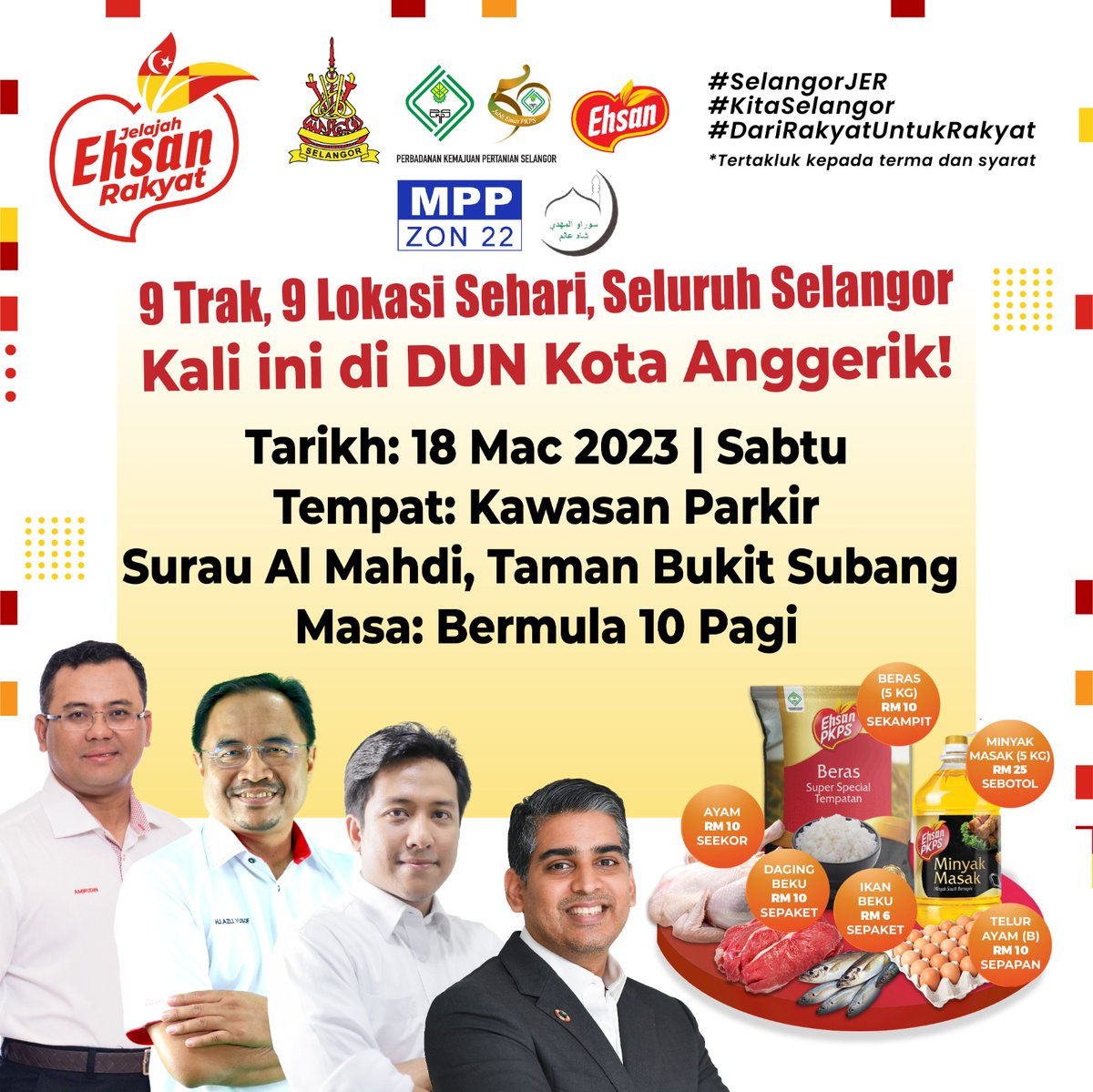 ShakirAmeer's tweet image. Program Jualan Ehsan Rakyat anjuran Kerajaan Negeri Selangor di Surau Al-Mahdi Taman Bukit Subang U16 Shah Alam.

Kerajaan Negeri Selangor akan sentiasa mencari jalan untuk memastikan harga barangan runcit berpatutan terutamanya bagi golongan yang memerlukan. #jer #kitaselangor