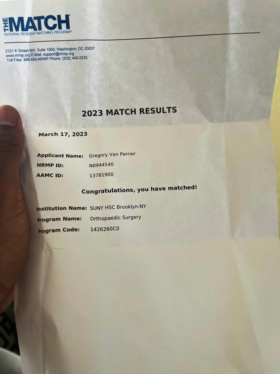 __gvp__'s tweet photo. God is Great!! Brooklyn, Dr. Perrier is at your service 🙏🏽 #match2023 #orthopaedicsurgery #orthotwitter https://t.co/u9awy31bXF