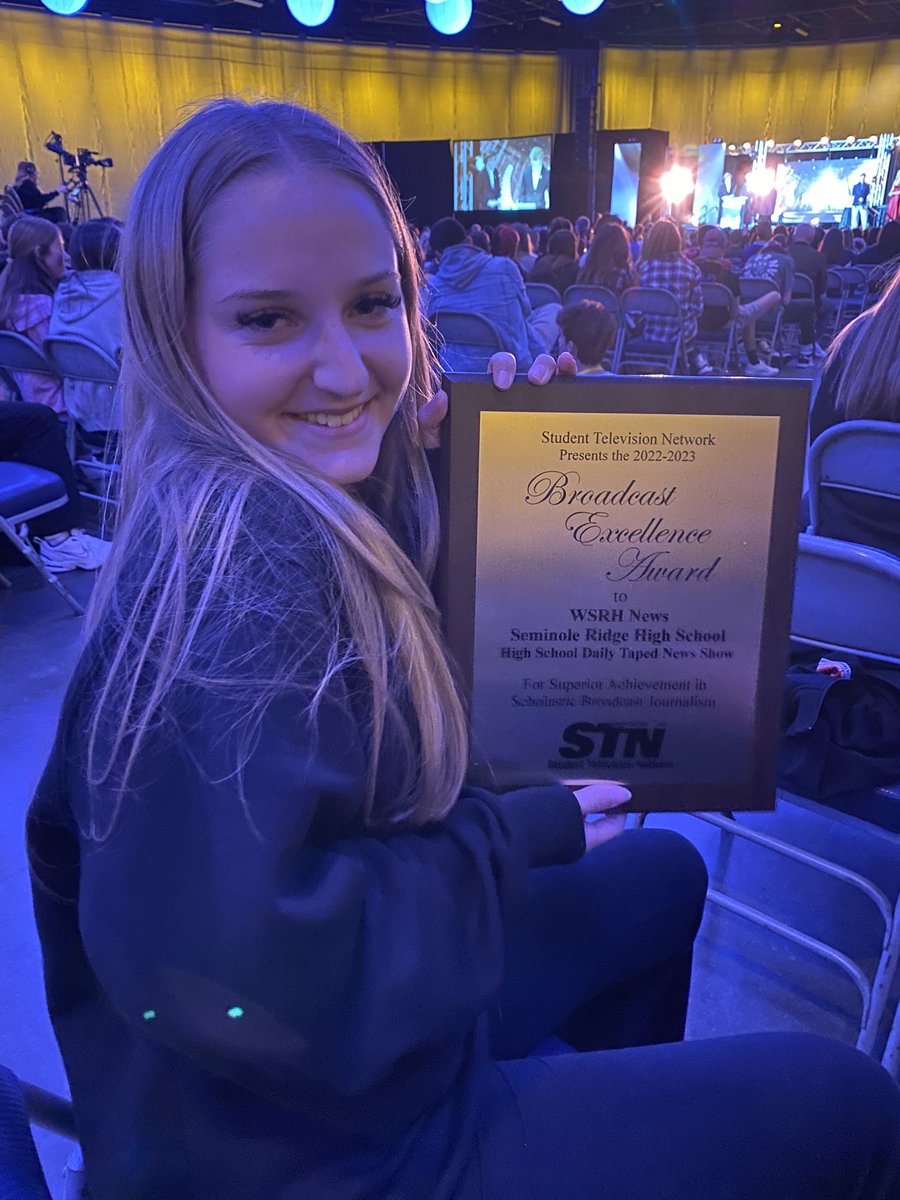 RidgeAcademies's tweet photo. Broadcast Excellence Award for the High School Daily Taped News Show Category at the STN National Convention @SDPBCChoiceCTE @JeralineJohnson @jkh_74 @tarakobel #HawksSoar #ctepbc https://t.co/FmmXboYvNh