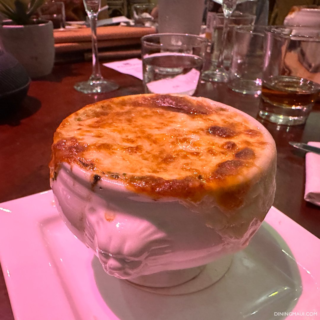 Forgetting to order the French Onion Soup at Hali'imaile General Store is a sin. 
#haliimaile #frenchonionsoup