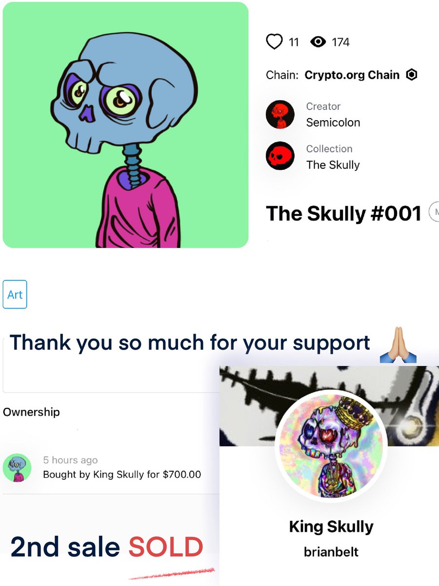 Semicolon_art's tweet photo. This’s the best offer of the skully record❤️‍🔥

I appreciate it. I can’t even begin to explain how much your support means to me. @BrianBelt79 💀👑 Have a nice day!

Discord👇🏻
https://t.co/EGGpqMU4Tj

#cryptocomnft #Cryptocom #cro #crofam #FFTB #NFTCommmunity #CDC #Cronos #Cdcnft https://t.co/XO71PIdOEL