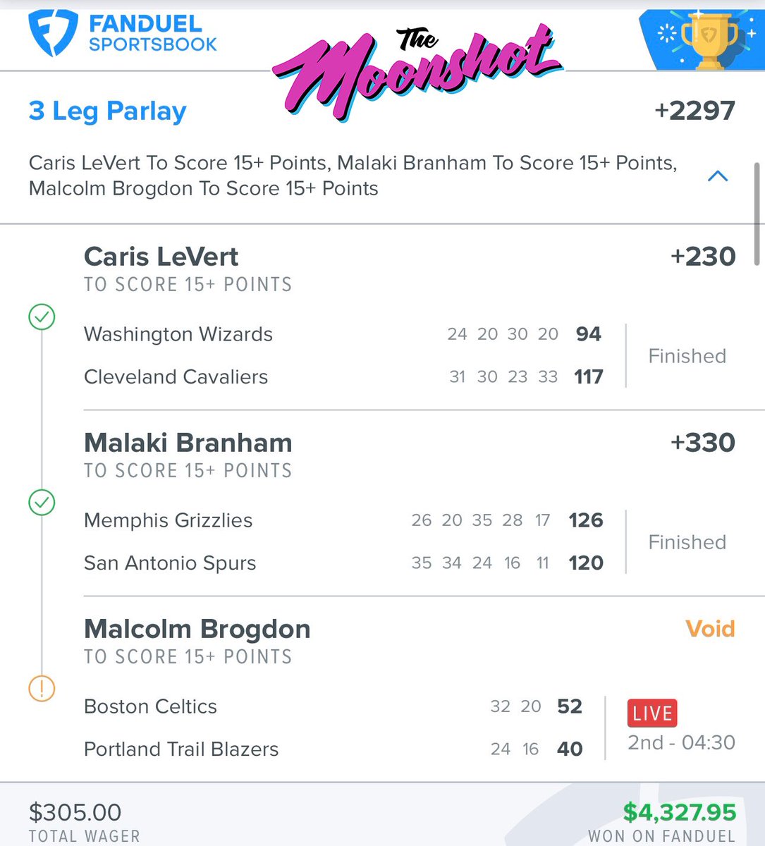 Moonshot2019's tweet image. WELCOME TO THE SHOW @beektheguy 💰

THREE ABSOLUTE MOONSHOTS on his first day 🚀

🤑 RT FOR A CHANCE TO WIN $250 🤑

Don’t miss out. Join now: launchpass.com/hq-2-0/premium…

#GamblingTwitter