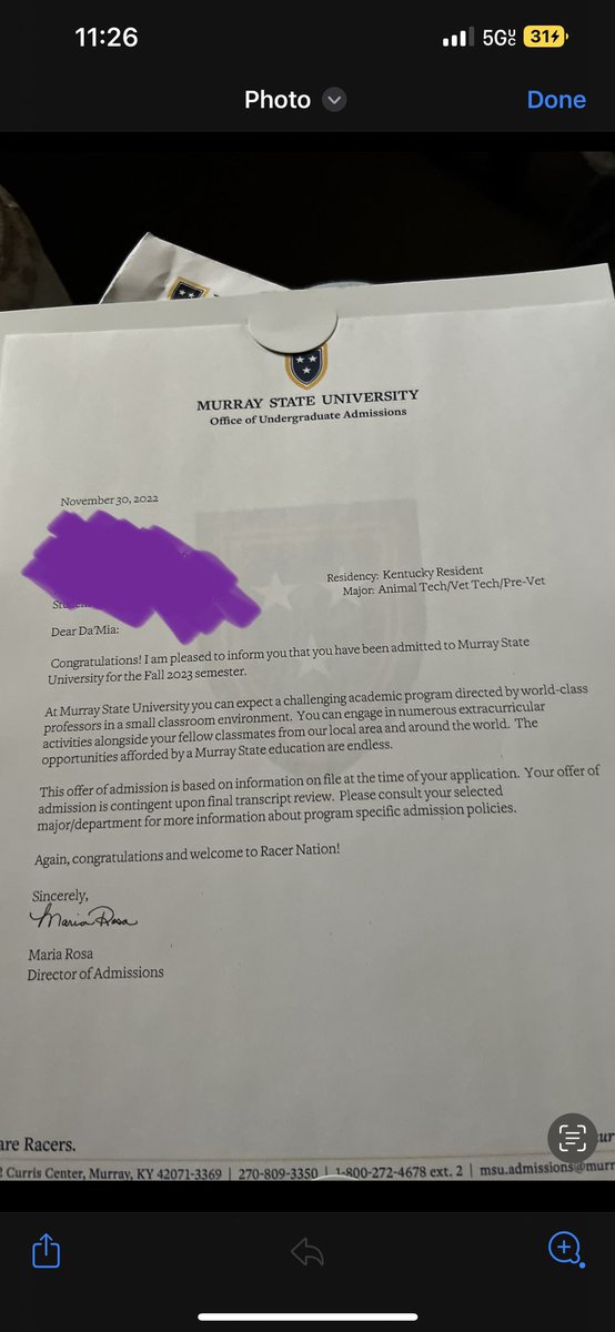 certified_damia's tweet photo. To a new beginning here I come ๐๐#murraystate #FutureRacer https://t.co/v3iq6VwxLx