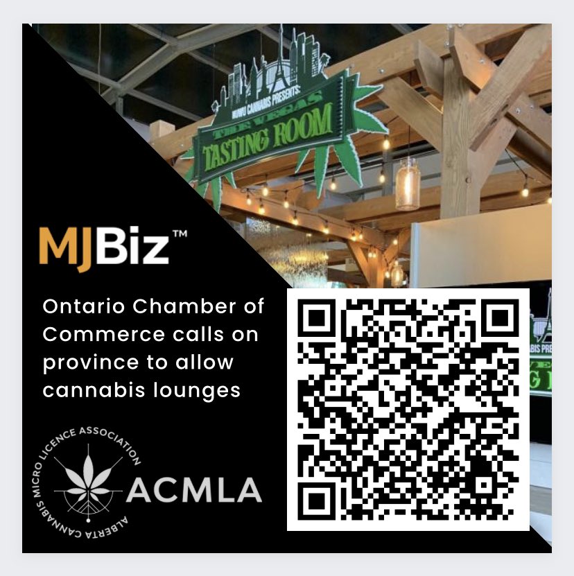 ACMLA1's tweet photo. π£ Did you hear?πΏπ The Ontario Chamber of Commerce has just called on the province to allow cannabis lounges! π This could be a game-changer for the cannabis industry. π₯ Read the full article from @mjbizdaily. #cannabislounges #cannabisnews #cannabiscommunity #ACMLA https://t.co/qBc4UdrK3j