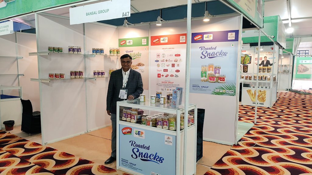 bansalsnacks's tweet photo. At #globalmilletconference #shreeanna going to be chaired by our honourable prime minister @narendramodi. Organised by @APEDADOC  Exhibiting Bansals Roasted Snacks made from Millets and other Grains 

#InternationalYearOfMillets #2023 #G20India #APEDA https://t.co/VCNsSm2a0r