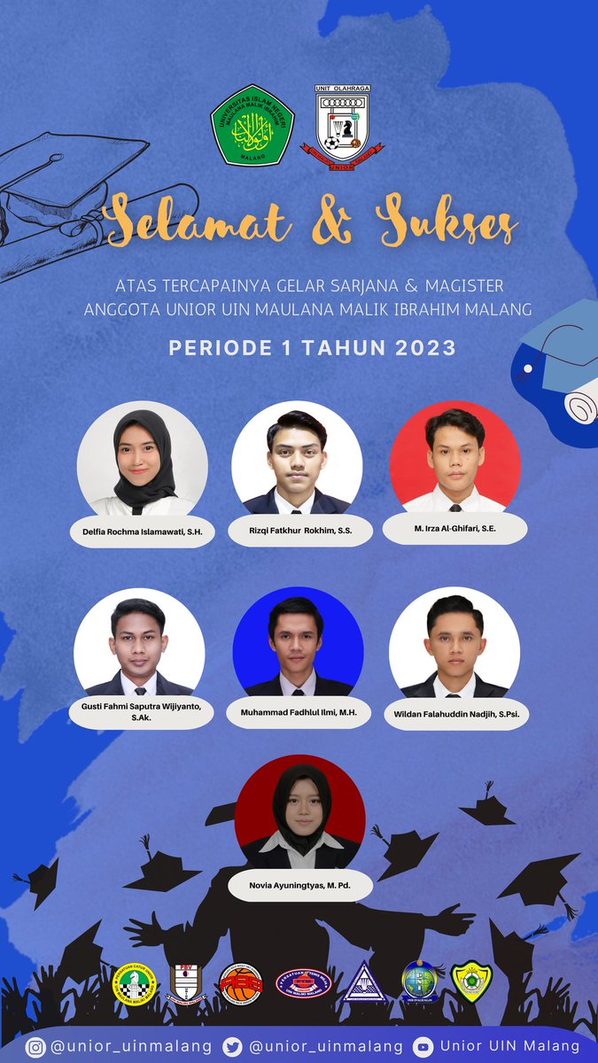 Salam Olahraga! 💪🏻

Kami segenap Keluarga Besar UNIOR mengucapkan:

SELAMAT DAN SUKSES ATAS KEPADA SELURUH WISUDAWAN ATAS GELAR YANG DIRAIH ✨

Semoga ilmu yang didapat dapat mengantarkan kepada kesuksesan serta berguna bagi agama, nusa, dan bangsa.