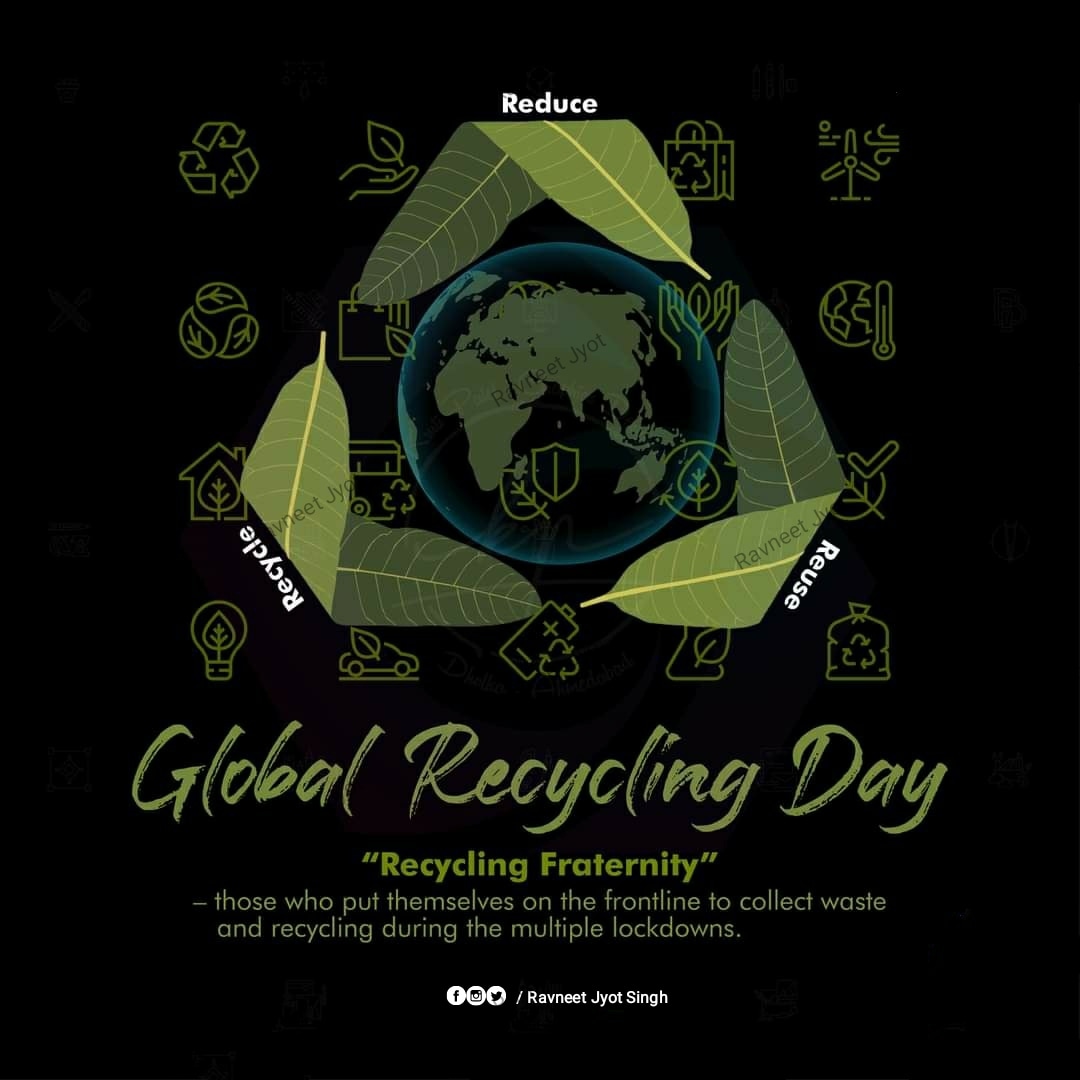 This #GlobalRecyclingDay, lets pledge to make a conscious choice to recycle as much as we can. Its the individual effort that eventually creates a wave of change and inspires others 

#saveearth 
#SaveEarthSaveLife 
#savetheplanet  #GlobalRecyclingDay2023 #Recycle