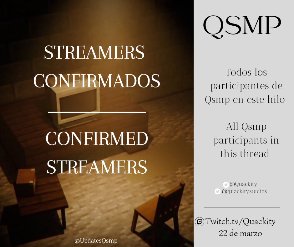 UpdatesQsmp's tweet photo. 🧵 | Confirmed streamers on #QSMP

- 🍂 https://t.co/pDj8SsuCCL