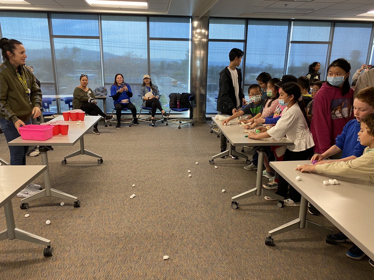 MrsVoong's tweet photo. @shelynsharks students had a blast collaborating with @rowlandhs Maker Space Club to build a catapult. They tested out their catapults by launching cotton into cups. @RowlandSchools @MsTammyHONDA https://t.co/0ydq6XCasM