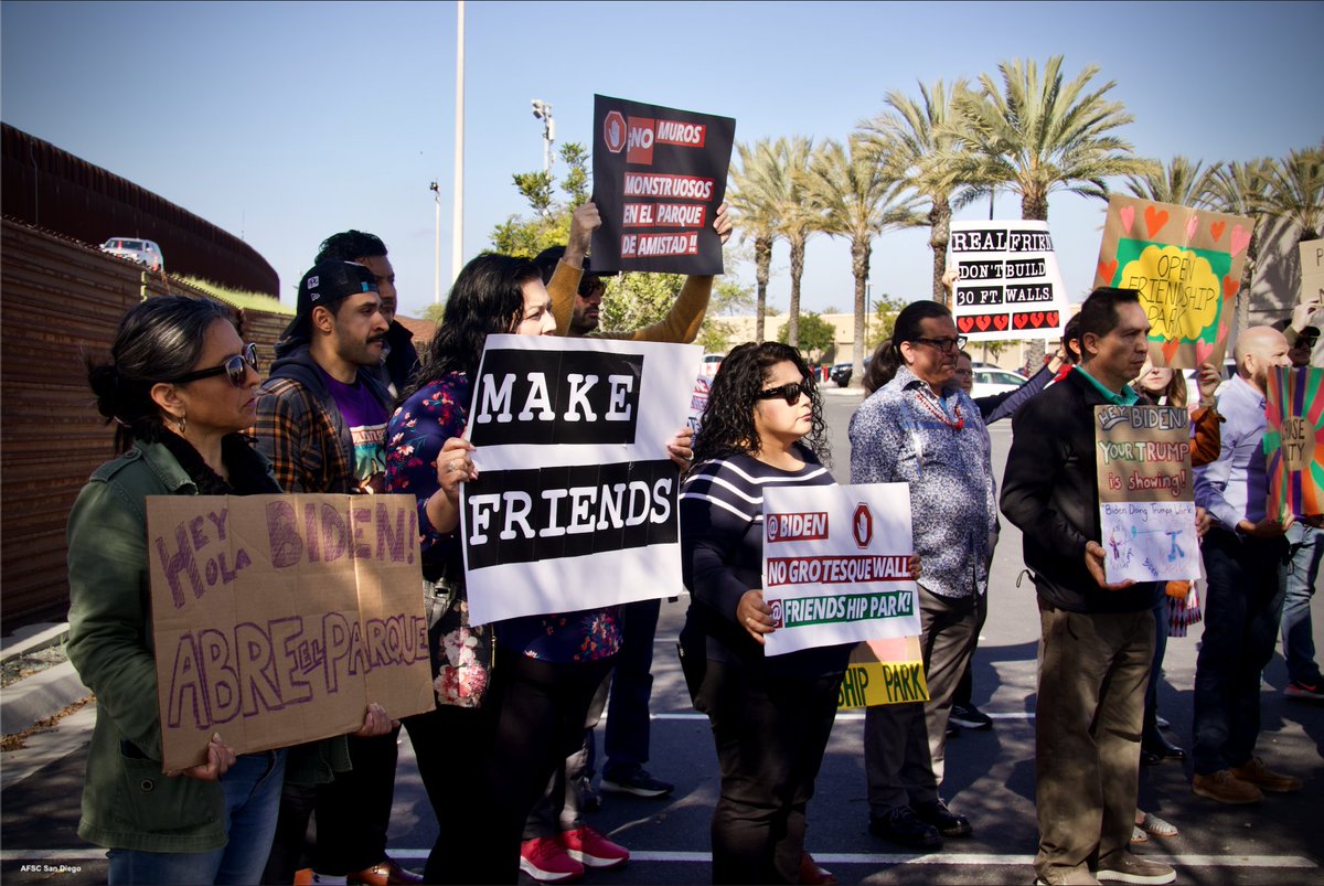 AFSCSanDiego's tweet photo. Stop the construction of 30ft border walls &amp; #SaveFriendshipPark, was the resounding call by @CalEndow &amp; elected officials today in San Ysidro. @JoeBiden &amp; @GavinNewsom must take action to stop the decimation of Friendship Park.
@fofpark 
Support here: https://t.co/BJPgB9MqyH https://t.co/79zciSItVS