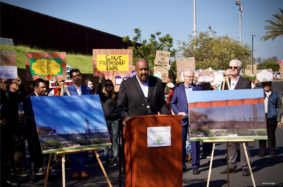 AFSCSanDiego's tweet photo. Stop the construction of 30ft border walls &amp; #SaveFriendshipPark, was the resounding call by @CalEndow &amp; elected officials today in San Ysidro. @JoeBiden &amp; @GavinNewsom must take action to stop the decimation of Friendship Park.
@fofpark 
Support here: https://t.co/BJPgB9MqyH https://t.co/79zciSItVS