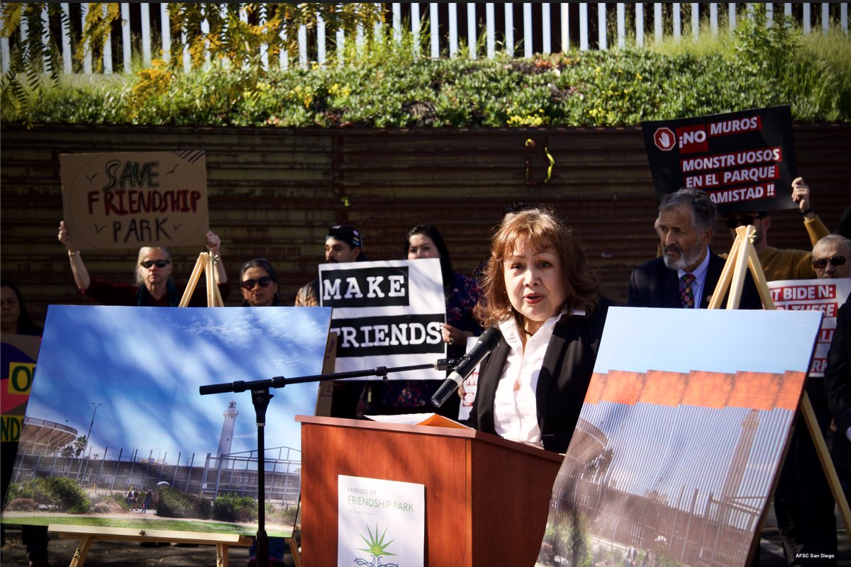 AFSCSanDiego's tweet photo. Stop the construction of 30ft border walls &amp; #SaveFriendshipPark, was the resounding call by @CalEndow &amp; elected officials today in San Ysidro. @JoeBiden &amp; @GavinNewsom must take action to stop the decimation of Friendship Park.
@fofpark 
Support here: https://t.co/BJPgB9MqyH https://t.co/79zciSItVS